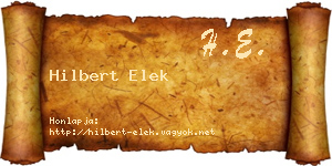 Hilbert Elek névjegykártya